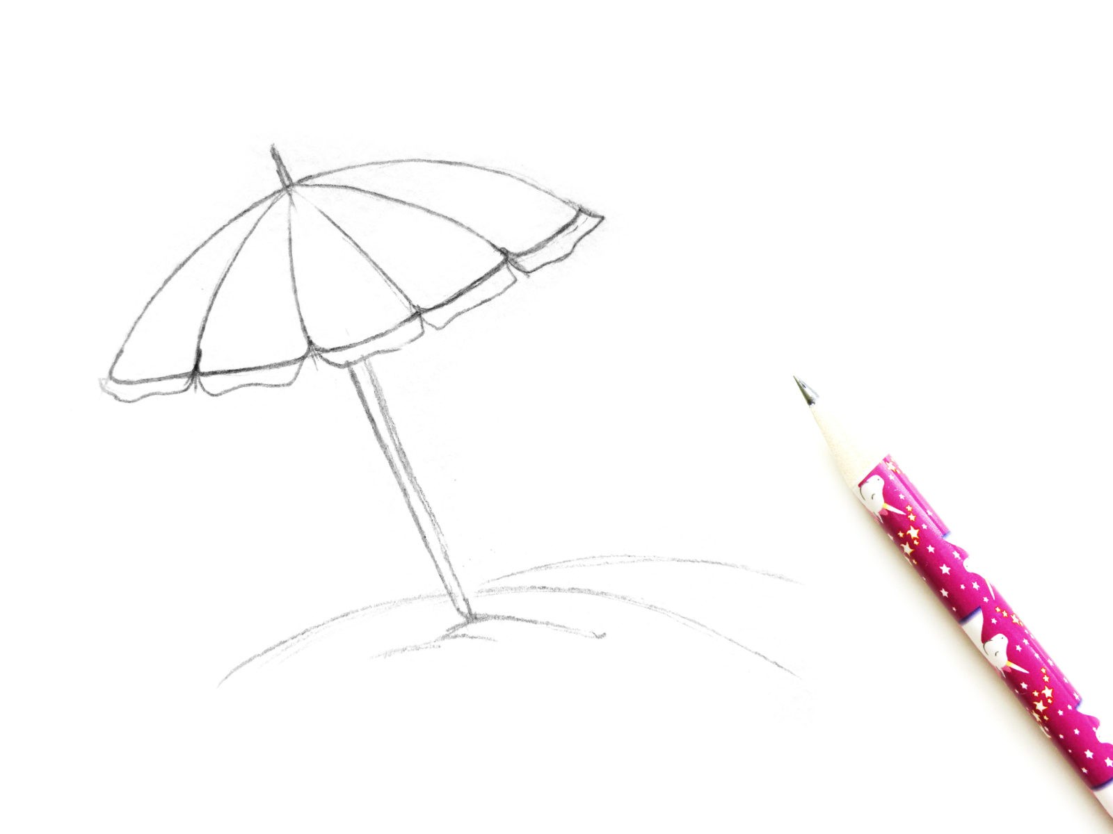 Пляжный зонт акварелью - 4